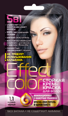 Effect Сolor Cтойкая крем-краска для волос тон 1,1 Иссиня-черный