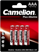 Батарейка Camelion Plus Alkaline, блист. 4шт, LR03-BP4 мизинчик, 1,5 В, Цена за 1 шт.(48)