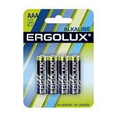 Батарейка Ergolux Alkaline блист.4шт.  LR03 BL-4 мизин., 1,5 В, Цена за 1 шт.(40)