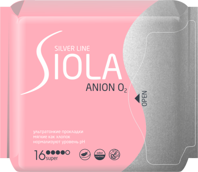 Siola Silver Line Прокладки ультратонкие с анионным вкладышем Super Дуо, 16 шт