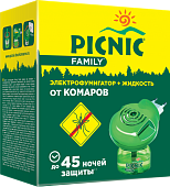 Пикник Family электрофумигатор + жидкость от комаров 30-45 ночей