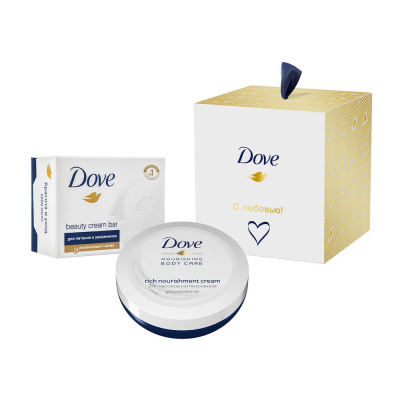 Dove Подарочный набор С Любовью для вас 2020 Крем-мыло для рук, 75 мл + Крем питательный, 100 мл