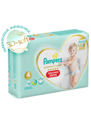 Pampers Подгузники-трусики Premium Care Pants 4 Maxi 9-15 кг, 38 шт