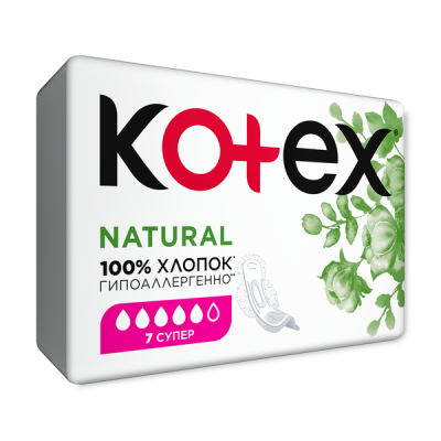 Kotex Прокладки гигиенические Natural Super, 7 шт