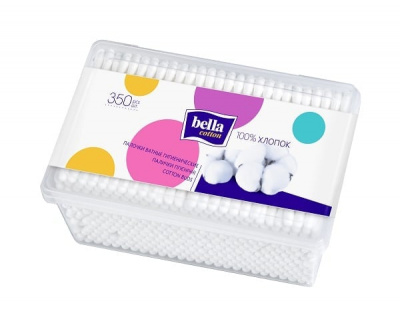 Bella Cotton Палочки ватные (квадратная пластиковая упаковка), 350 шт