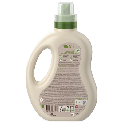 BioMio Экологичный универсальный гель для стирки Bio-Laundry Gel белого и цветного белья Colors&Whites с экстрактом хлопка Без запаха, 900 мл_2