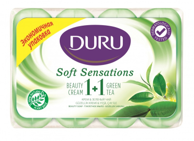 Duru Soft Sensation 1+1 Мыло туалетное Зеленый чай, 4 х 80 гр