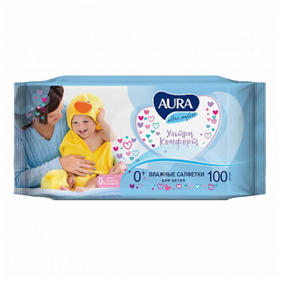 Aura Ultra Comfort Влажные салфетки детские, 100 шт