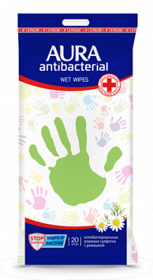 Aura Antibacterial Влажные салфетки Антибактериальные, 20 шт