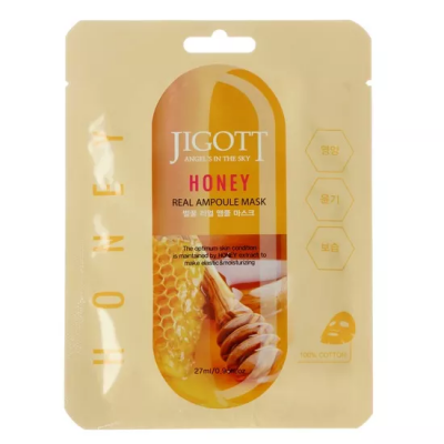 Jigott Маска для лица тканевая ампульная с прополисом и медом Honey Real Ampoule Mask, 1 шт