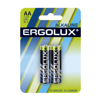 Ergolux Батарейка Alkaline LR6 BL-2 пальчиковая AA 1,5 В блистер, 2 шт (цена за 1 шт)