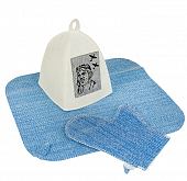 Набор банный мужской "Мы-Пилоты" (шапка,коврик,рукавица) арт.036НВ