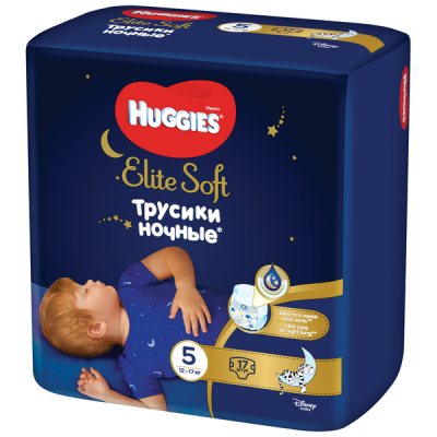 Huggies Ночные трусики Elite Soft 5 (12-17 кг), 17 шт