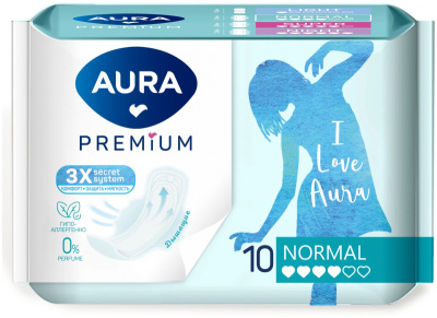 Aura Premium Прокладки гигиенические Normal, 10 шт