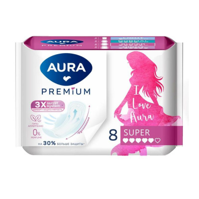 Aura Premium Прокладки гигиенические Super, 8 шт