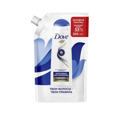 Dove Шампунь Hair Therapy интенсивное восстановление для поврежденных волос дой-пак, 500 мл