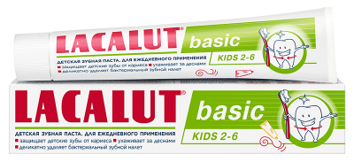 Lacalut Basic Kids 2-6 Детская зубная паста для ежедневной профилактики кариеса от 2 до 6 лет, 60 гр