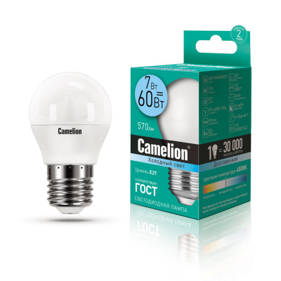 Camelion Лампа светодиодная LED7-G45-845-E27, 7 Вт (60 Вт)