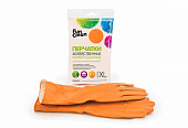 Перчатки латексные с хлопковым напылением Fun Clean хозяйственные XL оранжевые (Акцент)  60 