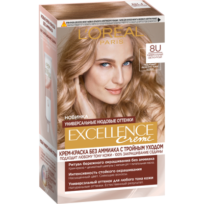 Excellence Crème Крем-краска для волос без аммиака Универсальные Нюдовые Оттенки тон 8U универсальный светло-русый