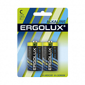 Батарейка Ergolux  Alkaline блист. 2шт.  LR14  BL-2, средняя, 1,5 В, Цена 1шт.(12)