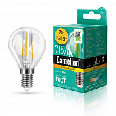 Лампа светодиодная Camelion LED 7 - G45  FL/830/E14, 7Вт, прозрачная (60Вт)