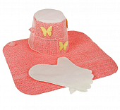 Набор банный женский "Дарина" (шапка,рукавица, коврик) "Первая цена" арт.081