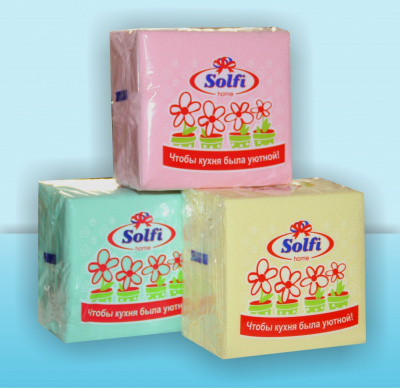 Solfi Салфетки бумажные Цветные 24 х 24, 90 л