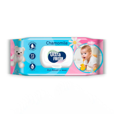 Ultra Fresh Baby Влажные салфетки для детей и мам с клапаном, 72 шт