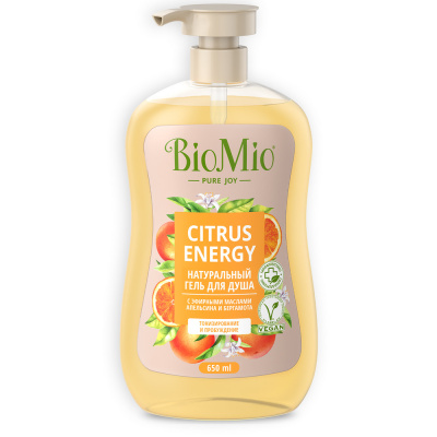 BioMio Натуральный гель для душа с эфирными маслами апельсина и бергамота, 650 мл_1