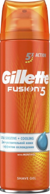 Gillette Fusion Гель для бритья Ultra sensitive + Cooling, 200 мл